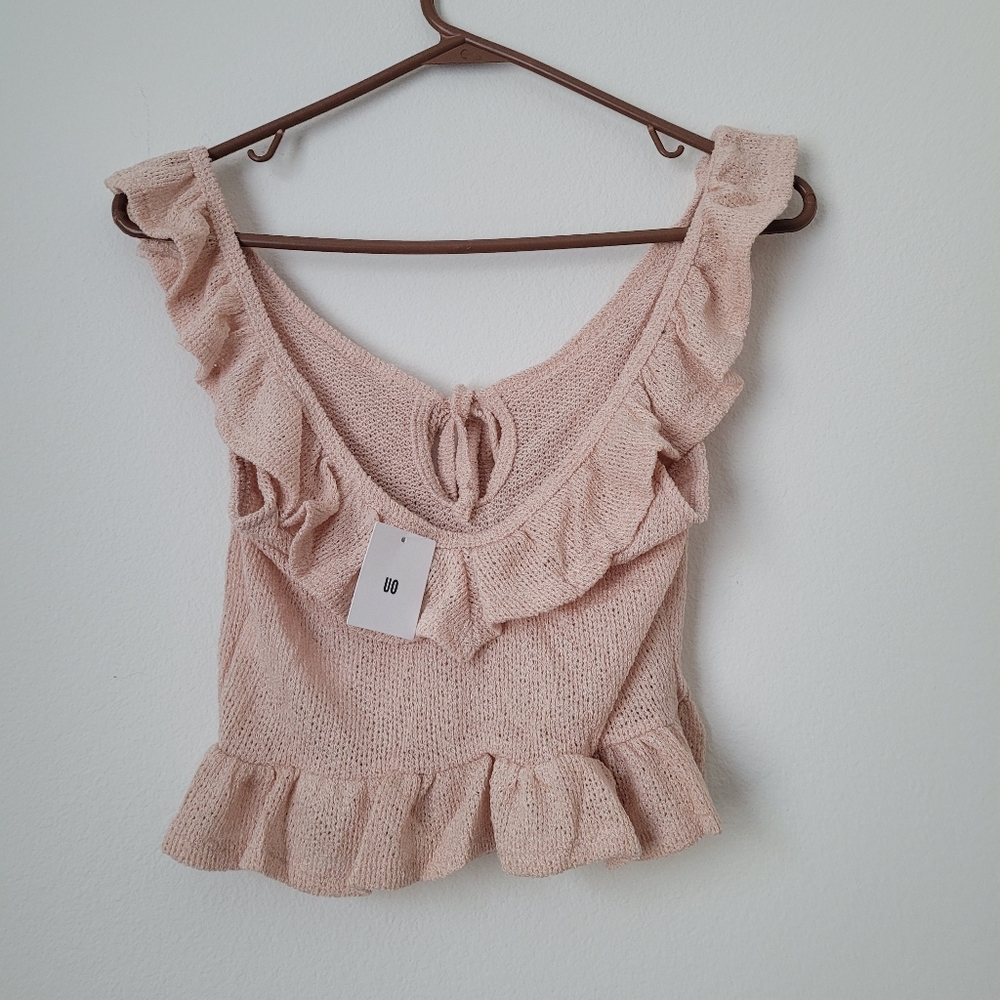 Urban Outfitters Tie-Front Ruffle Kinit Tank Top NWT - Picture 5 of 7